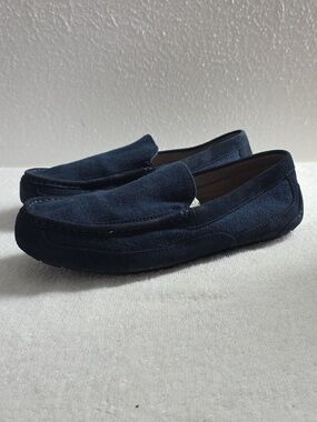 Ugg Australia Mens 12 Alder Navy Blue Driving Shearling Loafers Nice Clean Guc